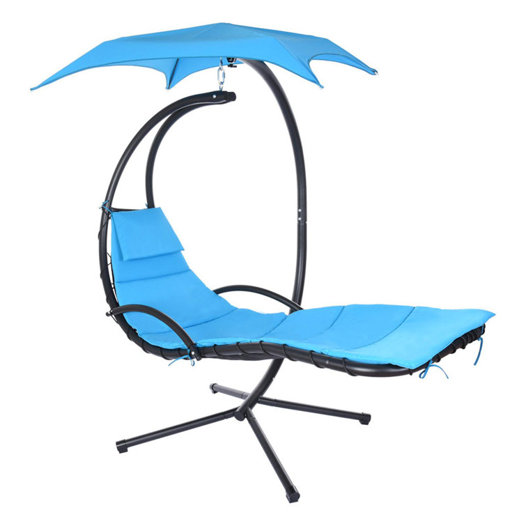 Hanging curved steel chaise lounge chair swing clearance